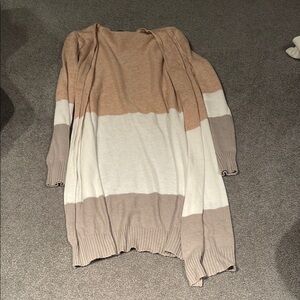Doe & Rae Cream and Tan Cardigan Sweater